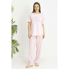 Remsa Kadın Süprem Kumaş Kısa Kol Pijama Takımı 26190 Pembe