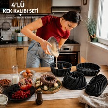 Cheftime Premium Döküm 4'lü Siyah Kek Kalıbı Seti