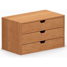 Desna Üç Katlı Üç Çekmeceli Dolap - Kiraz | 34 cm x 19 cm x 20 cm | Woodsaka