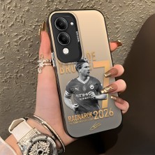 Ucuc Vivo Y04 Uyumlu Sert Akrilik Arka Silikon Kenar Lens Koruma Şık Baskı Kılıf
