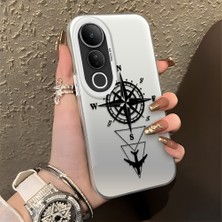Ucuc Vivo V50 Lite 4g/5g Uyumlu Sert Akrilik Arka Silikon Kenar Lens Koruma Şık Baskı Kılıf