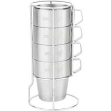 Proware Paslanmaz Çelik 4'lü Kupa Seti - Stantlı - 300 ml