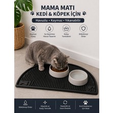 Black Gold Evcil Hayvan Beslenme Matı Su Geçirmez Havuzlu Kaymaz Kedi Köpek Mama Paspası Mama Altlığı 50X26 cm