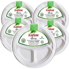 Kafem Ekolojik 3 Gözlü Karton Tabak 22 cm 25 Li x 5 Paket