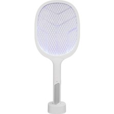  asonic as-a25 uv mavi ışıklı şarjli masaüstü raket sinek öldürücü beyaz-gri 1200mah 3000v çıkış