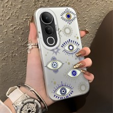 Ucuc Vivo V50 Lite 4g/5g Uyumlu Sert Akrilik Arka Silikon Kenar Lens Koruma Şık Baskı Kılıf