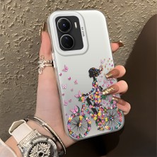 Ucuc Vivo Y16/Y02S/Y56 Uyumlu Sert Akrilik Arka Silikon Kenar Lens Koruma Şık Baskı Kılıf
