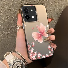 Ucuc Vivo Y28 4g Uyumlu Sert Akrilik Arka Silikon Kenar Lens Koruma Şık Baskı Kılıf