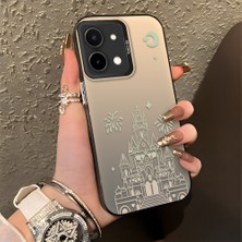 Ucuc Vivo Y28 4g Uyumlu Sert Akrilik Arka Silikon Kenar Lens Koruma Şık Baskı Kılıf