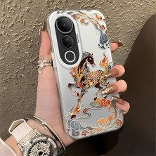 Ucuc Vivo V50 Lite 4g/5g Uyumlu Sert Akrilik Arka Silikon Kenar Lens Koruma Şık Baskı Kılıf