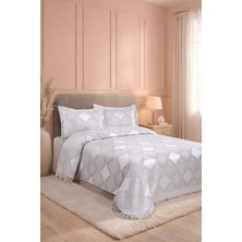 Bir Home Likya Jakarlı Fransız Dantelli Modern Çift Kişilik Yatak Örtüsü Takımı 240X250CM