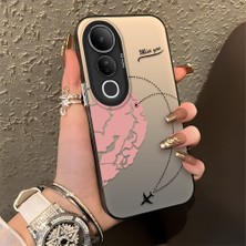 Ucuc Vivo V50 Lite 4g/5g Uyumlu Sert Akrilik Arka Silikon Kenar Lens Koruma Şık Baskı Kılıf