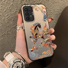 Ucuc Samsung Galaxy A23 4g/5g Uyumlu Sert Akrilik Arka Silikon Kenar Lens Koruma Şık Baskı Kılıf