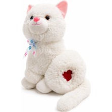 Halley Oyuncak Sevimli Peluş Kedi – 35 cm Yumuşak Oyuncak (40 cm Kuyruk Dahil Uzunluk, Kalp Detaylı)