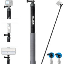 Telesin Tam Karbon Fiber Selfie Çubuğu | 374G Hafif, Su Geçirmez, Gopro Hero9/10/11/12/13, Osmo Action, INSTA360 X4/X5/X3,GP-MNP-300-3