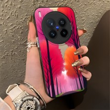 Ucuc Vivo X300 Pro Uyumlu Sert Akrilik Arka Silikon Kenar Lens Koruma Şık Baskı Kılıf