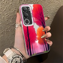 Ucuc Vivo Y19S 4G/Y19S Pro Uyumlu Sert Akrilik Arka Silikon Kenar Lens Koruma Şık Baskı Kılıf