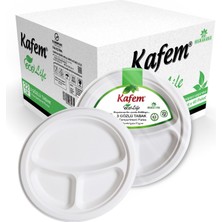 Kafem Ekolojik 3 Gözlü Karton Tabak 22 cm 25 Li x 40 Paket (Koli)