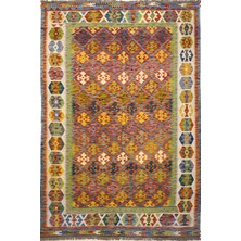 Afgan Halı El Dokuma Afgan Kilim Kök Boya Çift Taraf Kullanım 6m2