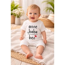 Mai Perla Unisex Organik Beyaz Anne Baba Baskılı Yandan Çıt Çıtlı 0-12 Ay Bebek Tulum