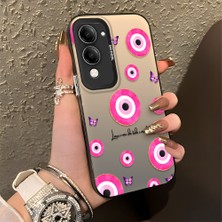 Ucuc Vivo Y04 Uyumlu Sert Akrilik Arka Silikon Kenar Lens Koruma Şık Baskı Kılıf