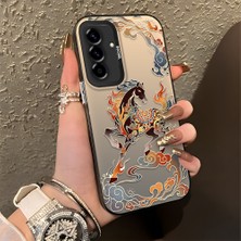 Ucuc Samsung Galaxy A36/A56 Uyumlu Sert Akrilik Arka Silikon Kenar Lens Koruma Şık Baskı Kılıf