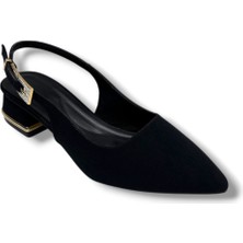 C-Shoes HK800-26 Süet Kısa Kare Topuk Arkası Açık Kadın Ayakkabı