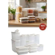 Flora 15’li Buzdolabı Düzenleyici Set, Buzluk Dondurucu Buzdolabı Erzak Saklama Kabı 15’li Set (16 Litre)