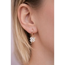 Sacce Scarves & Accessories Zirkon Taşlı Yonca Charm Halka Küpe 9 mm | Ince Minimal Küpe