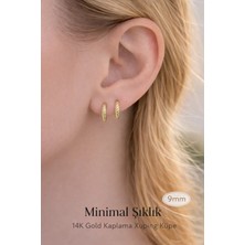 Sacce Scarves & Accessories Minimal Halka Küpe 9 mm – 14K Gold Kaplama Xuping Çelik Küpe (Günlük Kullanım)