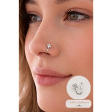 Sacce Scarves & Accessories Mini Çiçek Sıkıştırmalı Hızma – Deliksiz Kullanım, Zirkon Taşlı Rodyum Kaplama Piercing & Kıkırdak Küpesi