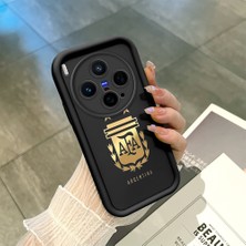 Ucuc Vivo X300 Uyumlu Siyah Silikon Şık Baskı Kılıf Darbeye Dayanıklı Kamera Korumalı