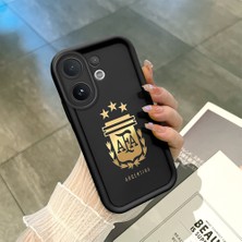 Ucuc Vivo V60 Uyumlu Siyah Silikon Şık Baskı Kılıf Darbeye Dayanıklı Kamera Korumalı