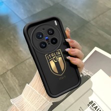 Ucuc Vivo X200 Pro Uyumlu Siyah Silikon Şık Baskı Kılıf Darbeye Dayanıklı Kamera Korumalı