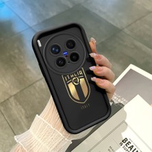 Ucuc Vivo X300 Pro Uyumlu Siyah Silikon Şık Baskı Kılıf Darbeye Dayanıklı Kamera Korumalı