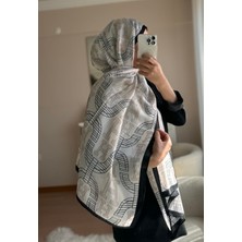 Buscarfs Krem Siyah Vual Ipek Şal