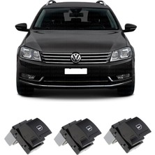 CME PARTS Volkswagen Passat B7 2011-2014 Uyumlu Sağ Ön + Arka Yolcu Cam Açma Anahtarı Düğmesi Siyah 3 Adet 7L6959855B