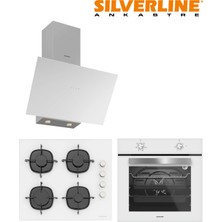 Silverline Flam 3481 - CS5335W02 - B06501W01 Beyaz Cam Ankastre Set