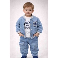 Gvn Kids Erkek Çocuk 3’lü Takım – Kot Ceketli Spor Kombin