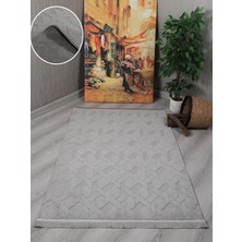 Modern Dekoratif Lara Dokuma Salon Oturma Odası Balkon Mutfak Halısı Koridor Halı Yolluk 9401B Gri