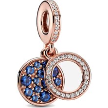 Fubena Rose Renk Lacivert Parıldayan Çift Disk Sallantılı Charm