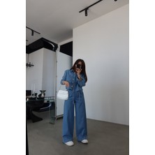 Özge Özgenç Beli Bağcıklı Denim Pantolon