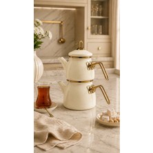 Pr Home Emaye Mini Model Emaye Çaydanlık Krem