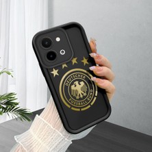 Ucuc Vivo Y28 4g Uyumlu Siyah Silikon Şık Baskı Kılıf Darbeye Dayanıklı Kamera Korumalı
