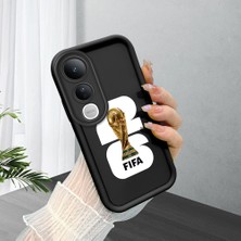 Ucuc Vivo V50 Lite 4g/5g Uyumlu Siyah Silikon Şık Baskı Kılıf Darbeye Dayanıklı Kamera Korumalı