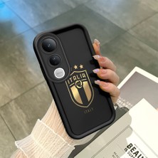 Ucuc Vivo V50 Lite 4g/5g Uyumlu Siyah Silikon Şık Baskı Kılıf Darbeye Dayanıklı Kamera Korumalı