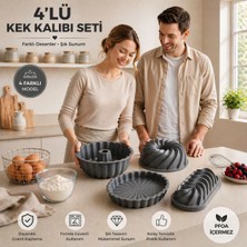 ChefTime Premium Döküm 4'lü Gri Kek Kalıbı Seti