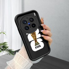Ucuc Vivo X200 Pro Uyumlu Siyah Silikon Şık Baskı Kılıf Darbeye Dayanıklı Kamera Korumalı
