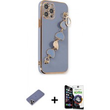 Marsilyan™- iPhone 12 Pro Max Kılıf Nova Işık Prime - Şeffaf Temperli Cam Ekran Koruyucu + Gold Metal Kamera Lens Koruma Cam