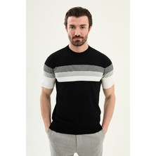 MCR Çizgili Slim Fit Bisiklet Yaka Erkek Triko T-Shirt